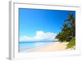 Tropical Sandy Beach with Palm Trees at Sunny Day. South of Bali, Jimbaran Beach-Dudarev Mikhail-Framed Photographic Print