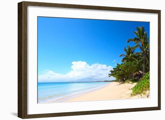 Tropical Sandy Beach with Palm Trees at Sunny Day. South of Bali, Jimbaran Beach-Dudarev Mikhail-Framed Photographic Print