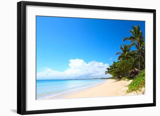 Tropical Sandy Beach with Palm Trees at Sunny Day. South of Bali, Jimbaran Beach-Dudarev Mikhail-Framed Photographic Print