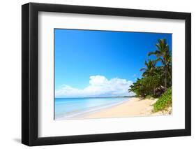 Tropical Sandy Beach with Palm Trees at Sunny Day. South of Bali, Jimbaran Beach-Dudarev Mikhail-Framed Photographic Print