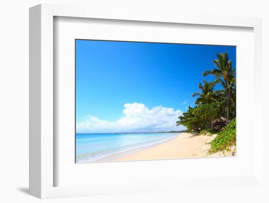 Tropical Sandy Beach with Palm Trees at Sunny Day. South of Bali, Jimbaran Beach-Dudarev Mikhail-Framed Photographic Print