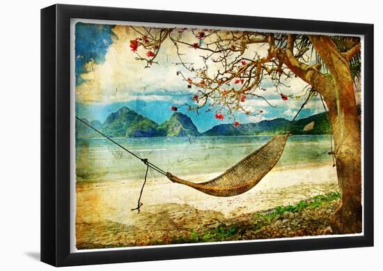 Tropical Scene- Artwork In Painting Style-Maugli-l-Framed Poster