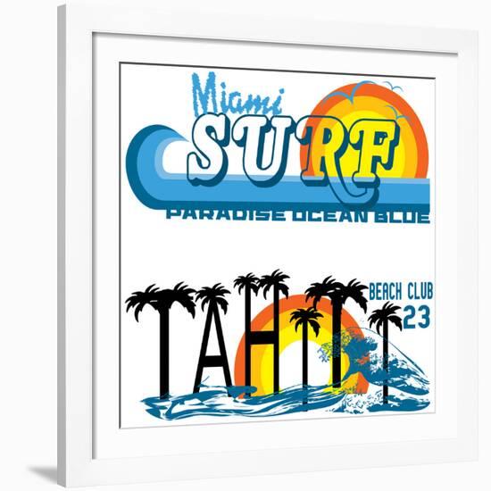 Tropical Set Miami and Tahiti-emeget-Framed Art Print