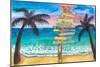Tropical Southernmost Sunset Wanderlust Signpost in Key West-M. Bleichner-Mounted Art Print