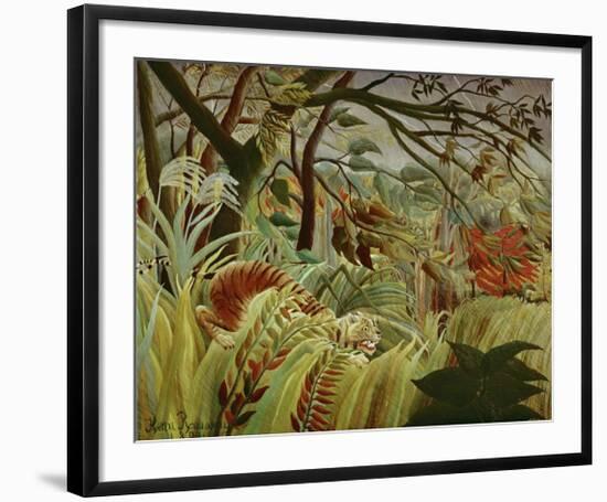 Tropical Storm with Tiger-Henri Rousseau-Framed Art Print