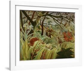 Tropical Storm with Tiger-Henri Rousseau-Framed Art Print