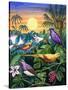 Tropical Sunbirds-John Chalkley-Stretched Canvas