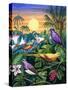 Tropical Sunbirds-John Chalkley-Stretched Canvas