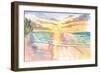 Tropical Sunset in Quiet Bay in Hawaii-M. Bleichner-Framed Art Print