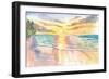 Tropical Sunset in Quiet Bay in Hawaii-M. Bleichner-Framed Art Print