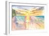 Tropical Sunset in Quiet Bay in Hawaii-M. Bleichner-Framed Art Print