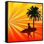 Tropical Surfer-Petrafler-Framed Stretched Canvas