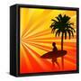 Tropical Surfer-Petrafler-Framed Stretched Canvas
