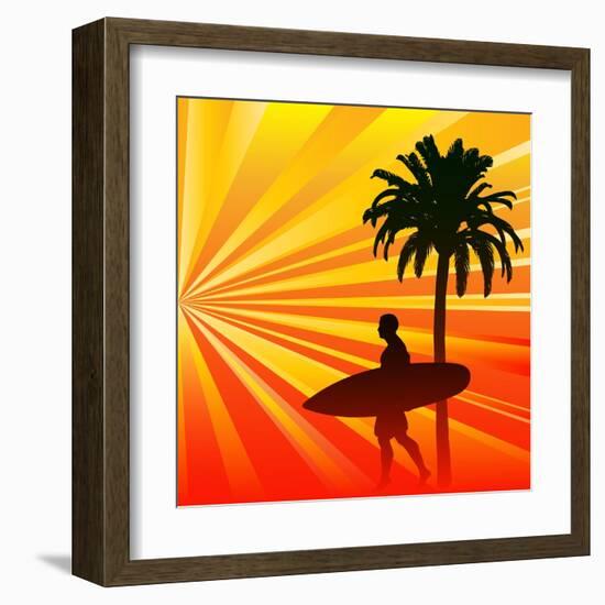 Tropical Surfer-Petrafler-Framed Art Print