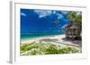 Tropical Vibrant Natural Beach on Samoa Island with Palm Tree and Fale-Martin Valigursky-Framed Photographic Print