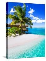 Tropical Villa and Palm Tree next to Amazing Blue Lagoon-Martin Valigursky-Stretched Canvas