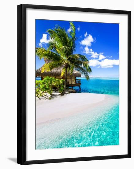 Tropical Villa and Palm Tree next to Amazing Blue Lagoon-Martin Valigursky-Framed Premium Photographic Print
