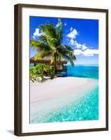 Tropical Villa and Palm Tree next to Amazing Blue Lagoon-Martin Valigursky-Framed Photographic Print