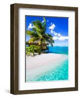 Tropical Villa and Palm Tree next to Amazing Blue Lagoon-Martin Valigursky-Framed Photographic Print