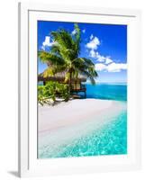 Tropical Villa and Palm Tree next to Amazing Blue Lagoon-Martin Valigursky-Framed Photographic Print