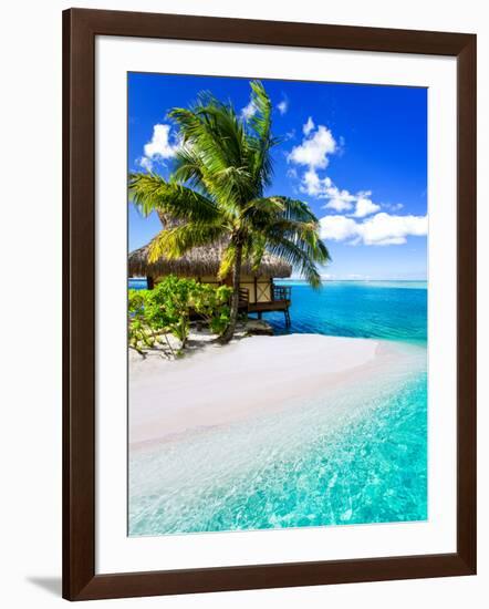 Tropical Villa and Palm Tree next to Amazing Blue Lagoon-Martin Valigursky-Framed Photographic Print