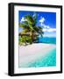 Tropical Villa and Palm Tree next to Amazing Blue Lagoon-Martin Valigursky-Framed Photographic Print