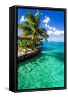 Tropical Villa and Palm Tree next to Amazing Green Lagoon-Martin Valigursky-Framed Stretched Canvas