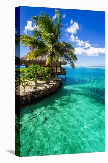 Tropical Villa and Palm Tree next to Amazing Green Lagoon-Martin Valigursky-Stretched Canvas