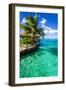 Tropical Villa and Palm Tree next to Amazing Green Lagoon-Martin Valigursky-Framed Photographic Print