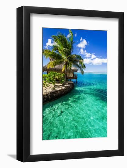 Tropical Villa and Palm Tree next to Amazing Green Lagoon-Martin Valigursky-Framed Photographic Print