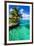 Tropical Villa and Palm Tree next to Amazing Green Lagoon-Martin Valigursky-Framed Photographic Print