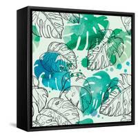 Tropical Watercolor Leaf Pattern-Mirifada-Framed Stretched Canvas