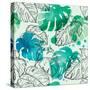 Tropical Watercolor Leaf Pattern-Mirifada-Stretched Canvas