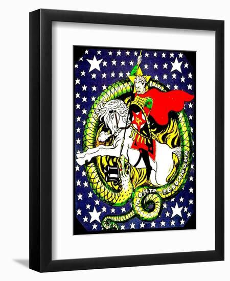 Trotsky Slaying the Counter-Revolutionary Dragon, 1918-null-Framed Premium Giclee Print