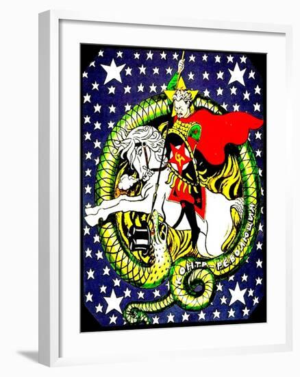 Trotsky Slaying the Counter-Revolutionary Dragon, 1918-null-Framed Giclee Print