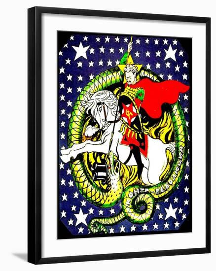 Trotsky Slaying the Counter-Revolutionary Dragon, 1918-null-Framed Giclee Print