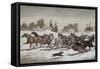 Trotting Cracks in the Snow-Currier & Ives-Framed Stretched Canvas