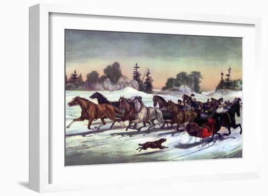 Trotting Cracks on the Snow, 1858-Currier & Ives-Framed Giclee Print