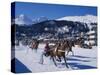 Trotting Race with Jockeys Driving Horse-Drawn Sleighs on the Frozen Lake at St Moritz-John Warburton-lee-Stretched Canvas