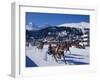 Trotting Race with Jockeys Driving Horse-Drawn Sleighs on the Frozen Lake at St Moritz-John Warburton-lee-Framed Photographic Print