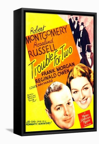TROUBLE FOR TWO, US poster art, from left: Robert Montgomery, Rosalind Russell, 1936-null-Framed Stretched Canvas
