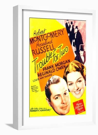 TROUBLE FOR TWO, US poster art, from left: Robert Montgomery, Rosalind Russell, 1936-null-Framed Art Print
