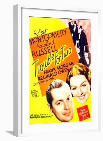 TROUBLE FOR TWO, US poster art, from left: Robert Montgomery, Rosalind Russell, 1936-null-Framed Art Print