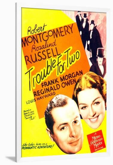 TROUBLE FOR TWO, US poster art, from left: Robert Montgomery, Rosalind Russell, 1936-null-Framed Art Print