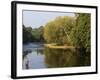 Trout Fisherman Casting to a Fish on the River Dee, Wrexham, Wales-John Warburton-lee-Framed Photographic Print