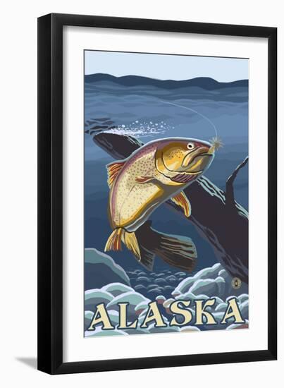 Trout Fishing Cross-Section, Alaska-Lantern Press-Framed Art Print