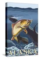 Trout Fishing Cross-Section, Alaska-Lantern Press-Stretched Canvas