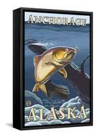 Trout Fishing Cross-Section, Anchorage, Alaska-Lantern Press-Framed Stretched Canvas