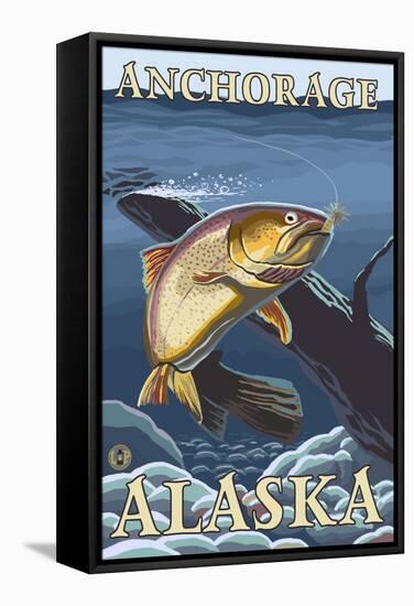 Trout Fishing Cross-Section, Anchorage, Alaska-Lantern Press-Framed Stretched Canvas