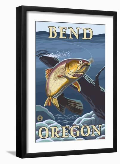 Trout Fishing Cross-Section, Bend, Oregon-Lantern Press-Framed Art Print